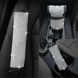 Bling Bling Rhinestones Crystal Car Seat Belt Covers Seat Belt Shoulder Pads Hand Brake Covers Auto Interior Accessories