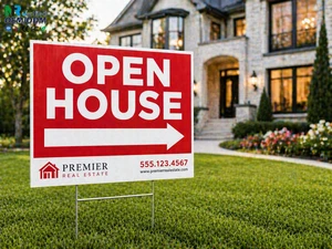 Custom Real Estate Yard Signs Double Sided 24x18 Corrugated Plastic Open House Signs For Realtors With Directional Arrows Board