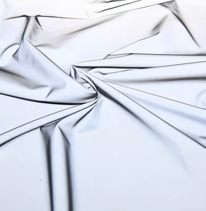 HBC Wholesale Iridescent High Vis Silver Fabric Reflective for Dresses Bags Jackets Elastic Reflective Fabric