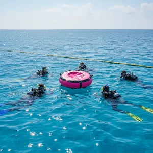Commercial Customized Round PVC Inflatable Life Buoy Professional Freediving Buoy for Underwater Sports Spearfishing Snorkeling