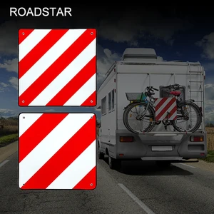 Red White Strip Handheld Aluminum Heavy Vehicle Reflective Traffic Warning Sign With Holes