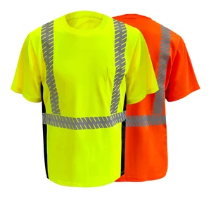 Custom Logo ANSI Class 2 EN ISO 20471 Certified Reflective High Visibility Safety Shirts