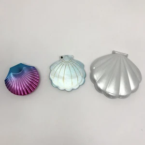 Hot Sale 2023 OEM Double Sided Foldable Cute Shell Shape Compact Pocket Colorful Beautiful Cosmetic Plastic Mirror