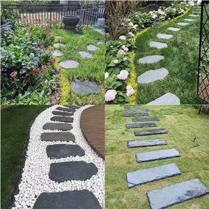 Tumbled Bullnose Slate Flagstone Driveway Stepping Kerbstone Walkway Path Park Outdoor Eco-Friendly Durable Modern External