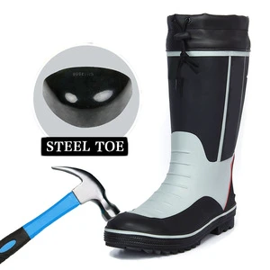 High-Tube Waterproof Slip-Resistant Safety Rubber Rain Boots Men's Anti-Impact Work Boots Steel Toe For Summer Autumn Winter