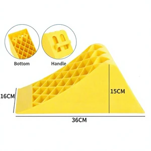 Portable Yellow Injection Molded Heavy Duty Caravan Wheel Chocks Wedge Tire Stopper For Camper Trailer Urban Roads Parking