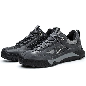 New Type Suede Lace-up Lightweight Anti-Crush Anti-Slip Wear-Resistant Breathable Steel Toe Work Safety Shoes for Construction