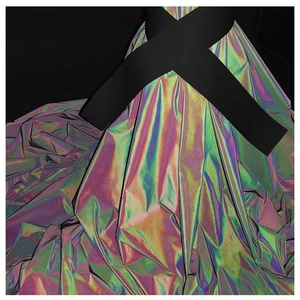 100% Polyester Purple Holographic Reflective Fabric High Reflectivity Fashionable Safety Clothing Accessories Garments Sew-On