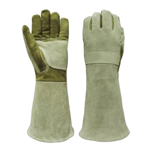 Long Sleeve Fire Proof Heat Resistant Anti-Slip Cow Split Leather 14INCH Welding Gloves