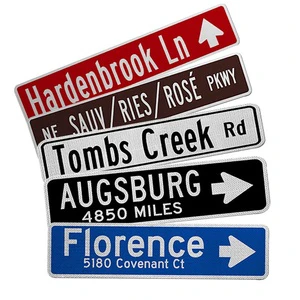 Reflective Traffic Street Sign Board Outdoor Road Sign Fourth Grade Reflective Film UV Printed Waterproof Green Metal Tin