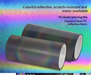 High Visibility Gradient Rainbow Reflective Fabric-Polyester Cotton Blend for Bags Etc Kangtuo KT-R Model