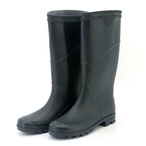 YL357 Wholesale Black Knee-high Light Weight Outdoor Non-slip Waterproof Men's PVC Wellington Rain Boots For Farm
