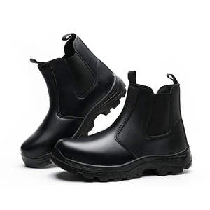 ZL221 Wholesale Cheap Price Iron Toe Waterproof Labor Work Shoes Anti-smashing New Visitor Black Microfiber Leather Safety Shoes