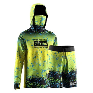 Upf 50+ Lightweight Face Mask Fishing Hoodie Shirts And Shorts 2 Sets