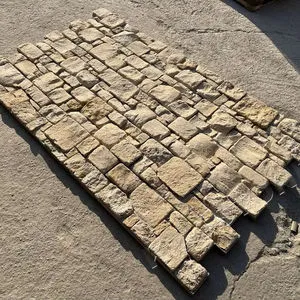 Modern Natural Exterior Block Stone Polished Tumbled Limestone Tiles For Villa Hotel Facades Rustic Flamed Split Living Room