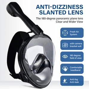 Full Face Diving Snorkeling Mask Waterproof Anti-Fog Anti-Leak Floating Balls Collapsible Snorkel Adult Use PC Lenses
