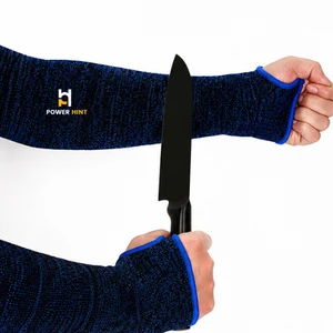 Safety Cut Resistant Waterproof Arm Guards Thumb Holes Blue Textile Nylon Foldable Protective Sleeve for Knife Handling All