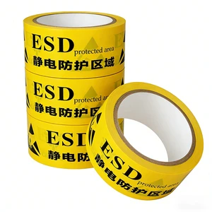 ESD Alert Tape with Bold Yellow Black Stripes for Electrostatic Sensitive Area Boundary Marking and Safety Signage