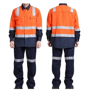 Reflective Anti-Static Flame Retardant Clothes Uniforms Safety Work Suits Factory Price Safety Industrial Fire Retardant