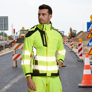 Men Security Jacket Hi Vis Workwear Winter High Visibility Jacket Reflective Tape Safety Security Work Coats And Jackets For Men