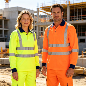 EN20471 High Visibility Reflective Safety Workwear Custom Logo Worker Uniform Road Traffic Construction Hi Vis Work Polo Shirts