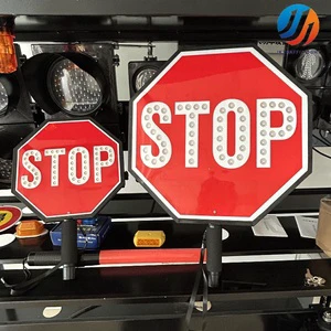 Led Traffic Stop Sign Portable Stop Slow Handheld Stop Sign Reflective Plastic Traffic Sign