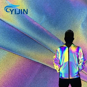 100% Polyester Satin Fabric Fashion Holographic Reflective Look for Girls for Jackets and Reflective Clothing