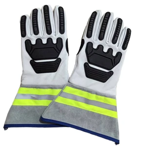 White Full Grain Cowhide Leather Welding Work Gloves Safety Heat Resistant Tig Welding Hand Gloves with Latex Coating Fireproof