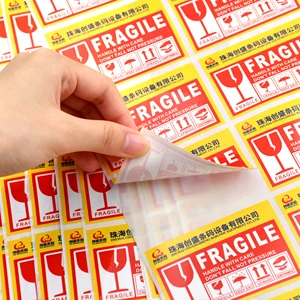 Self Adhesive Fragile Shipping Labels 11x11cm Warning Sticker For Mailing Cartons Logistics Packaging Decal