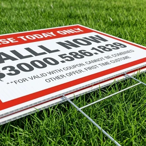 Custom Corrugated Plastic Yard Signs With H-Stakes Waterproof Lawn Signs For Advertising Real Estate Campaign 18x24 Inch