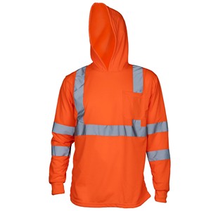 Custom Logo High Visibility Polyester Work Wear Hooded Shirts Safety Hoodie Construction Long Sleeve Shirts with Hoodies for Men