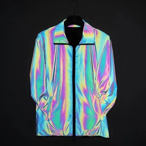Fashion Polyester Stretch Reflective Led Luminous Fiber Optics Coated Fabric for Coat
