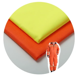 CVC Fluorescent 50% Polyester 50% Cotton Twill Woven Heavyweight Waterproof Reflective Fabric for Worker Wear Raincoat Garment