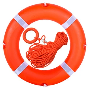 Marine Life Buoy 24 Inch Orange Red PVC Inflatable With Rope For Water Safety Rescue