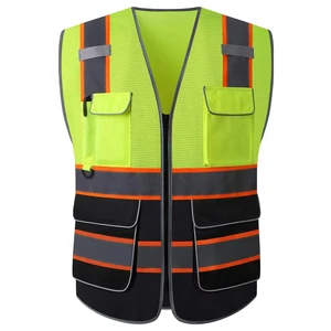 Hot Selling Customized Logo Polyester Mesh Reflective Safety Vest High Visible Fluorescent Work Vest Security Safety Clothing
