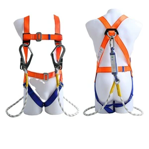 ANSI Z359.11 Certified Polyester Webbing Fall protection Full Body Safety Harness with Energy Shock Absorber Lanyard