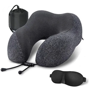 Travel Pillow Comfortable & Breathable Cover Machine Washable Airplane Travel Kit 3D Contoured Eye Masks Earplugs Luxury Bag