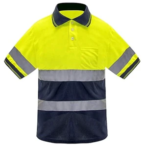 Class 2 Custom Logo Polyester Railway Traffic Safety Work Clothes Construction Reflective Work Polo Hi Vis Work Wear Shirt