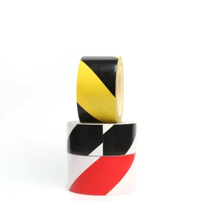 PVC Hazard Warning Tape Yellow Black Stripe Floor Marking Strong Adhesion Hot Melt Acrylic Single Sided