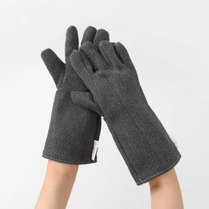 CASTONG New Developed Reinforced Five Finger Type Double Layers Dark Grey Polyester Twill Anti-Heat Anti-Cut Welding Gloves One