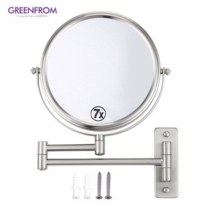 GREENFROM Magnification 360 Degree Rotating Wall Mounted Mirror Double Sided Bathroom Vanity Mirror