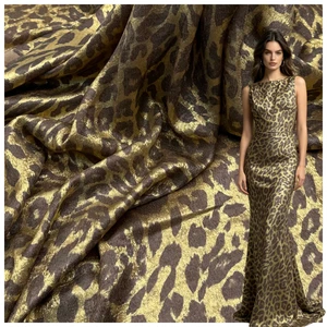 A38# 100% Recycled Woven Polyester Fabric 150cm 100% Polyester Reflective Fabrics Leopard Print Fabric for Dress for Women