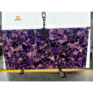 Other Natural Purple Crystal Translucent Stone Amethyst Slabs For Wall/Flooring/Countertop