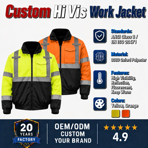 ANSI Class 3 Hi Vis Bomber Jacket Waterproof Insulated Safety Clothing Reflective Winter Work Jacket for Construction