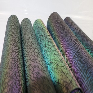 China Factory Customized Reflective Material Iridescent PU Leather/Mesh Fabric for Shoes/Bag