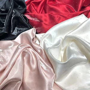 100% Polyester Diamond Liquid Water Light Paris Satin Fabric Dress Background Crystal Reflective for Wedding Designers