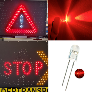 5mm Red DIP LED 620-630nm 12000mcd Clear Lens 30° High Brightness Diode Light For Traffic Light