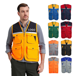 Hi-Vis Safety Work Vest with Multi-Pockets Customized Logo Reflective Clothing for Photography & Fishing