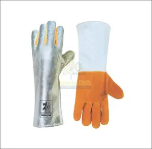 Premium XL Cow Split Leather Welding Gloves Soft Rubber Anti-Slip Fireproof Anti-Heat Anti-Smash Customized Color/Size White Pak