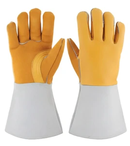 Men's Sheepskin Leather Welding Gloves Bulk Supply Industrial Safety Heavy Duty Mechanical Gloves TIG Welding Smooth Texture